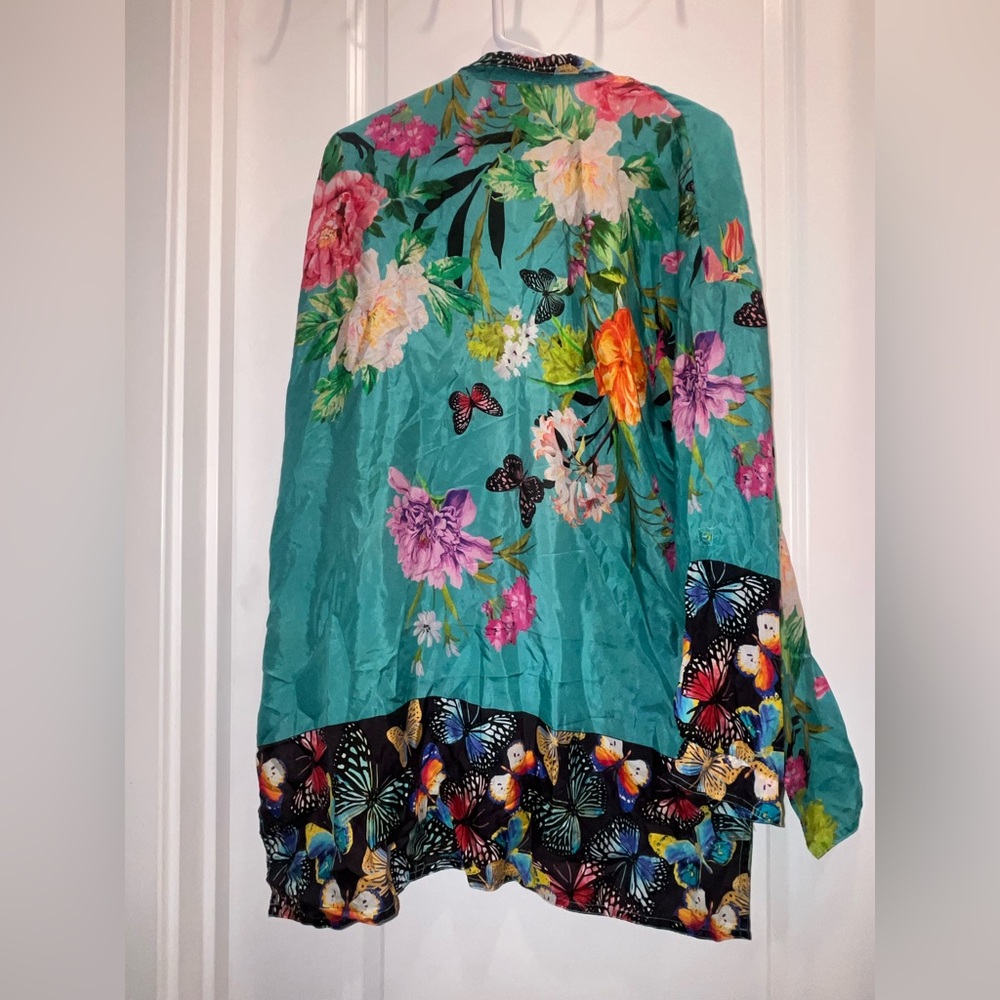 Johnny Was Panya Karis Mixed Print Silk Shirt floral - Picture 2 of 4